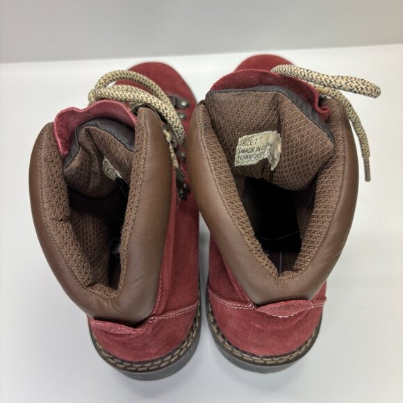 VTG Westway Red Suede Hiking Boots Mountaineer Style Womens 7 Gorpcore Cabincore - Picture 4 of 10